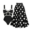 2025 New Bow Tie One Piece Swimsuit For Women Swimwear with Skirt Bathing Suit Monokini Beach Bodysuit Beach Wear