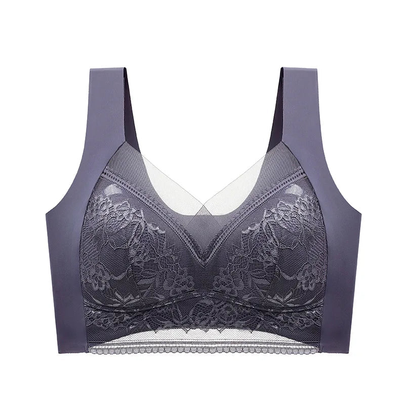 FallSweet Seamless Ice Silk Push Up Bra for Women Wireless Lace Bralette Plus Size Brassiere Summer Comfort Underwear Lingerie